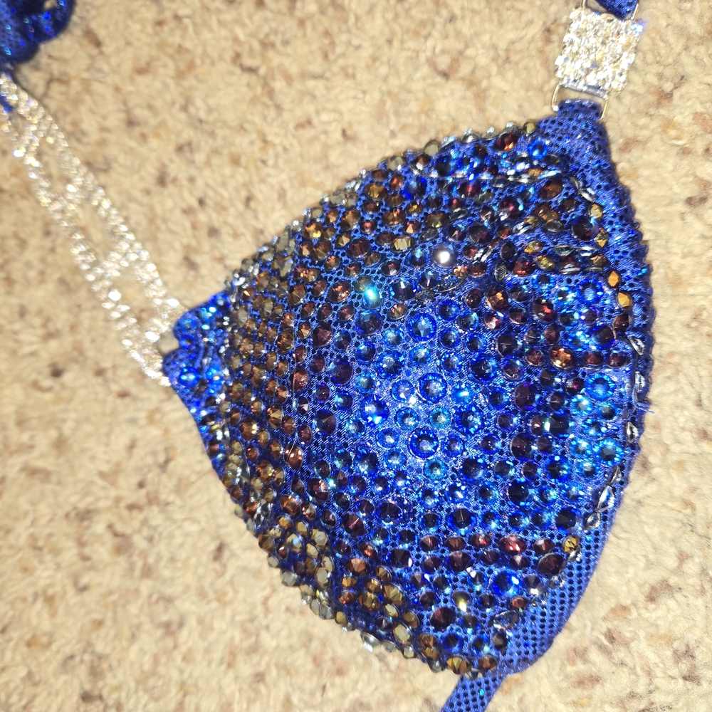 Blue and Silver Rhinestone Bikini Set - Picture 2 of 4